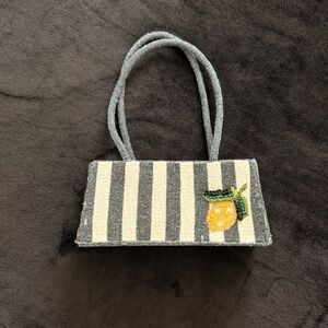 Beaded Stripes & Lemon Shoulder Bag
